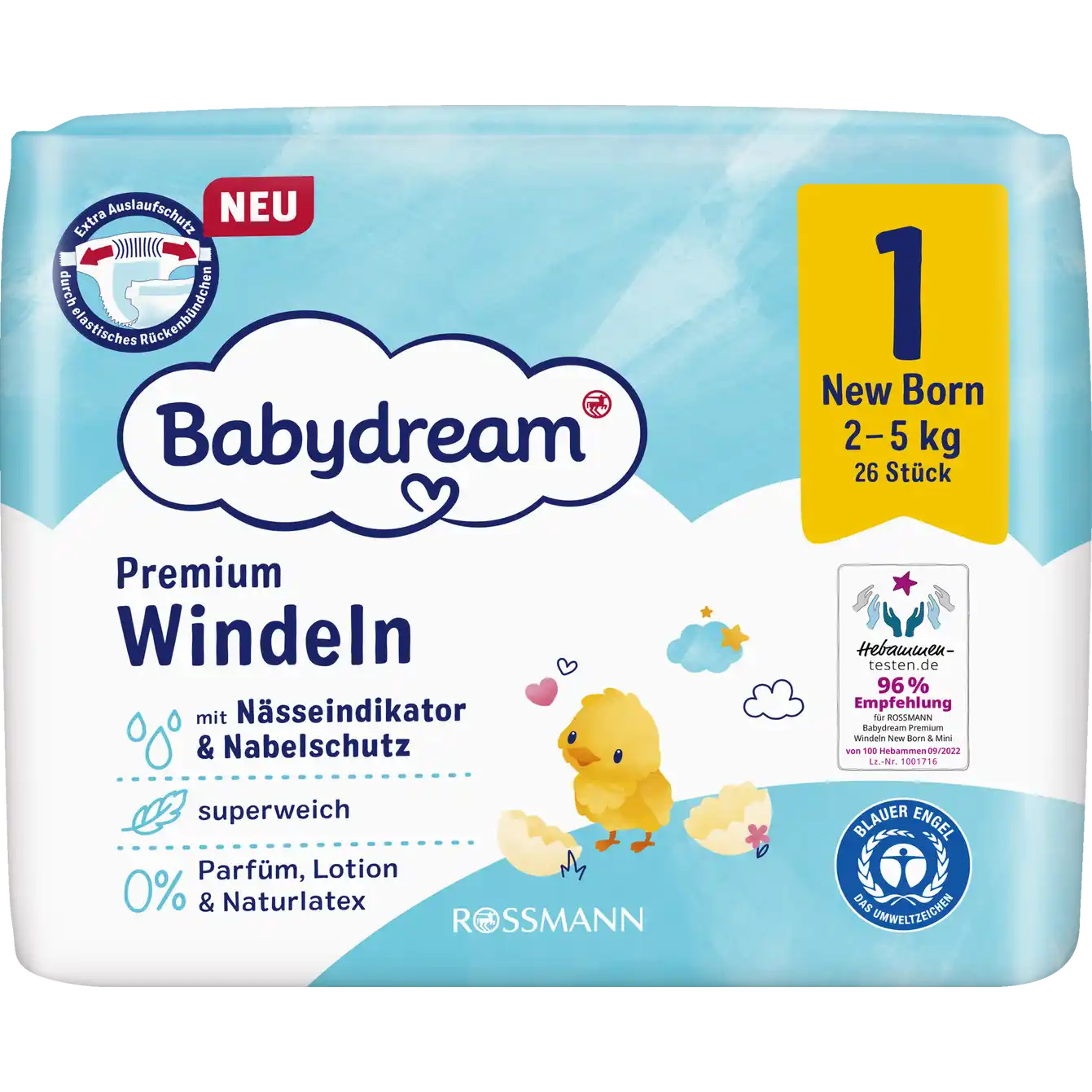 Babydream Premium Windeln Gr. 1 Newborn, 26 Stück, 2-5 Kg