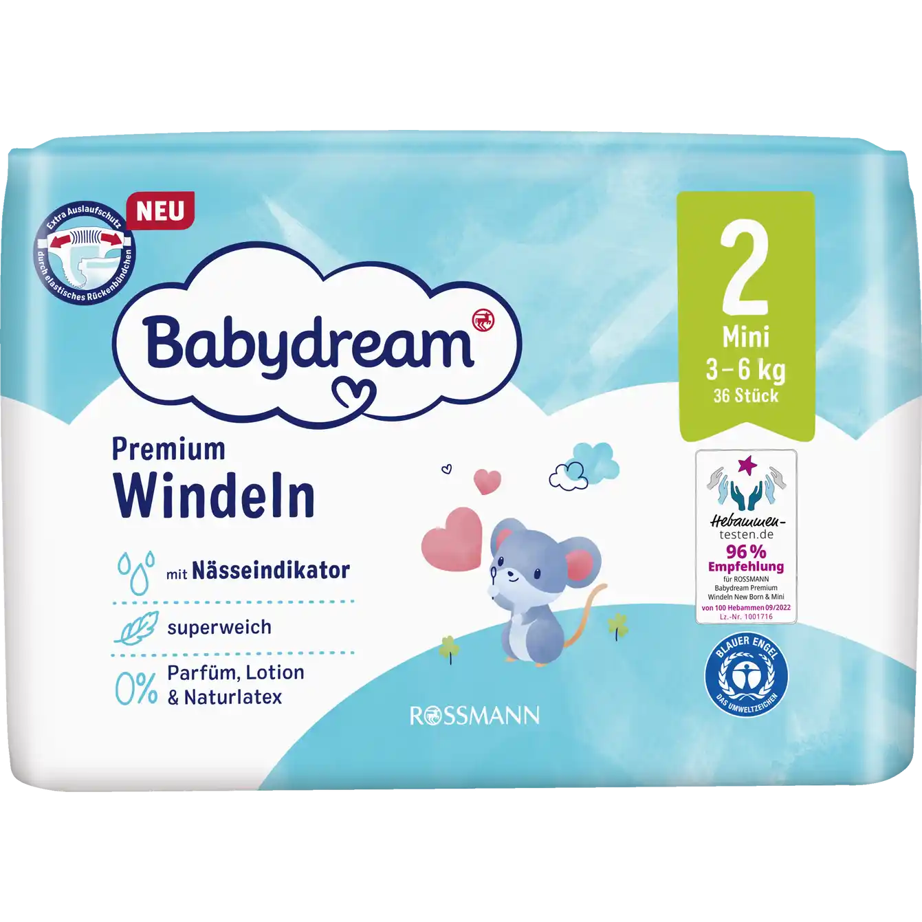 Babydream Premium Windeln Größe 2 Mini, 36 Stück, 3-6 Kg