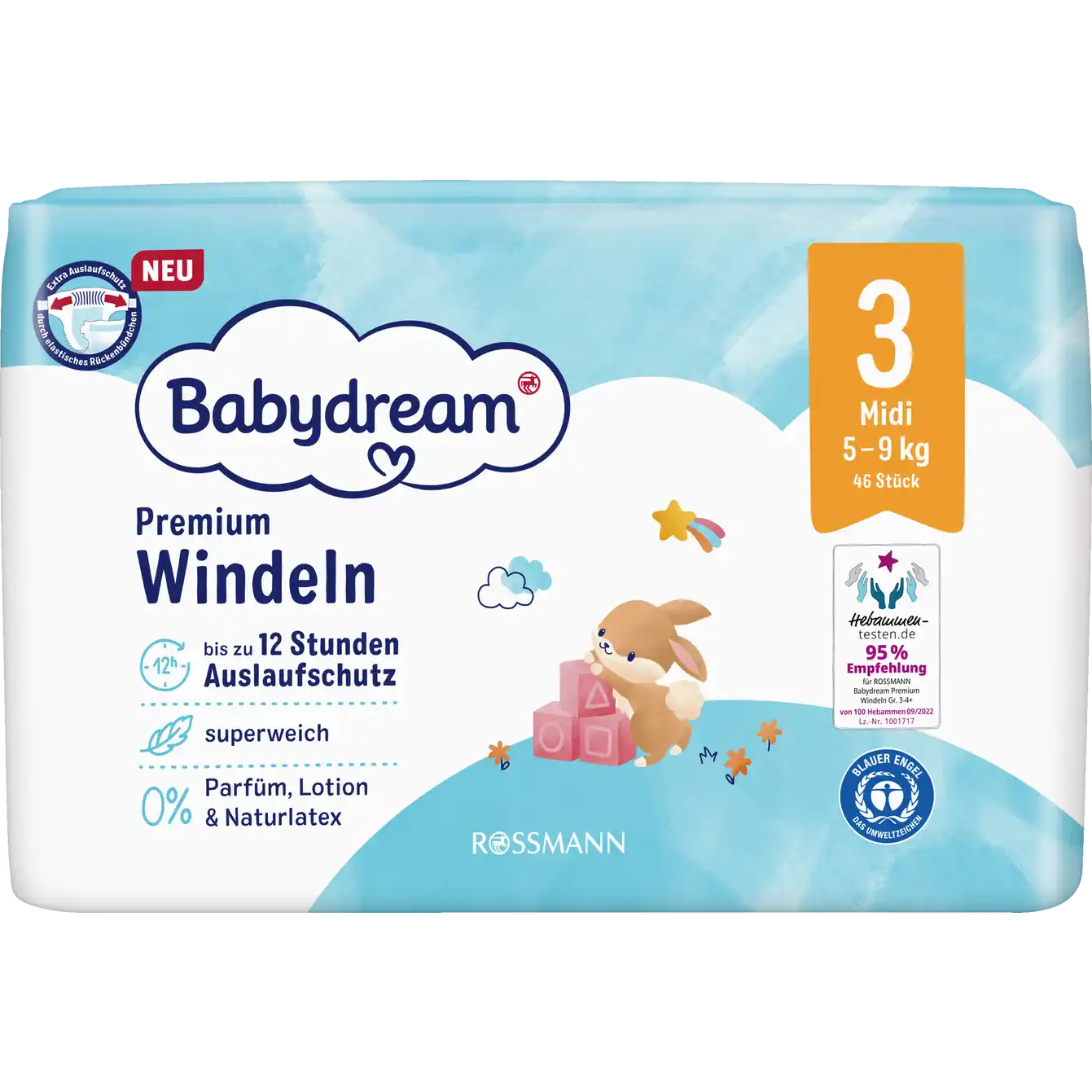 Babydream Premium Windeln Größe 3 Midi, 46 Stück, 5-9 kg