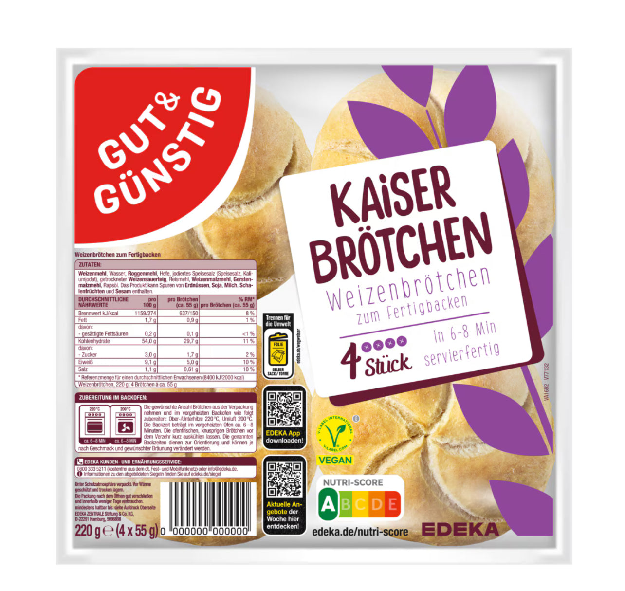 GUT&GÜNSTIG Kaiserbrötchen 220g