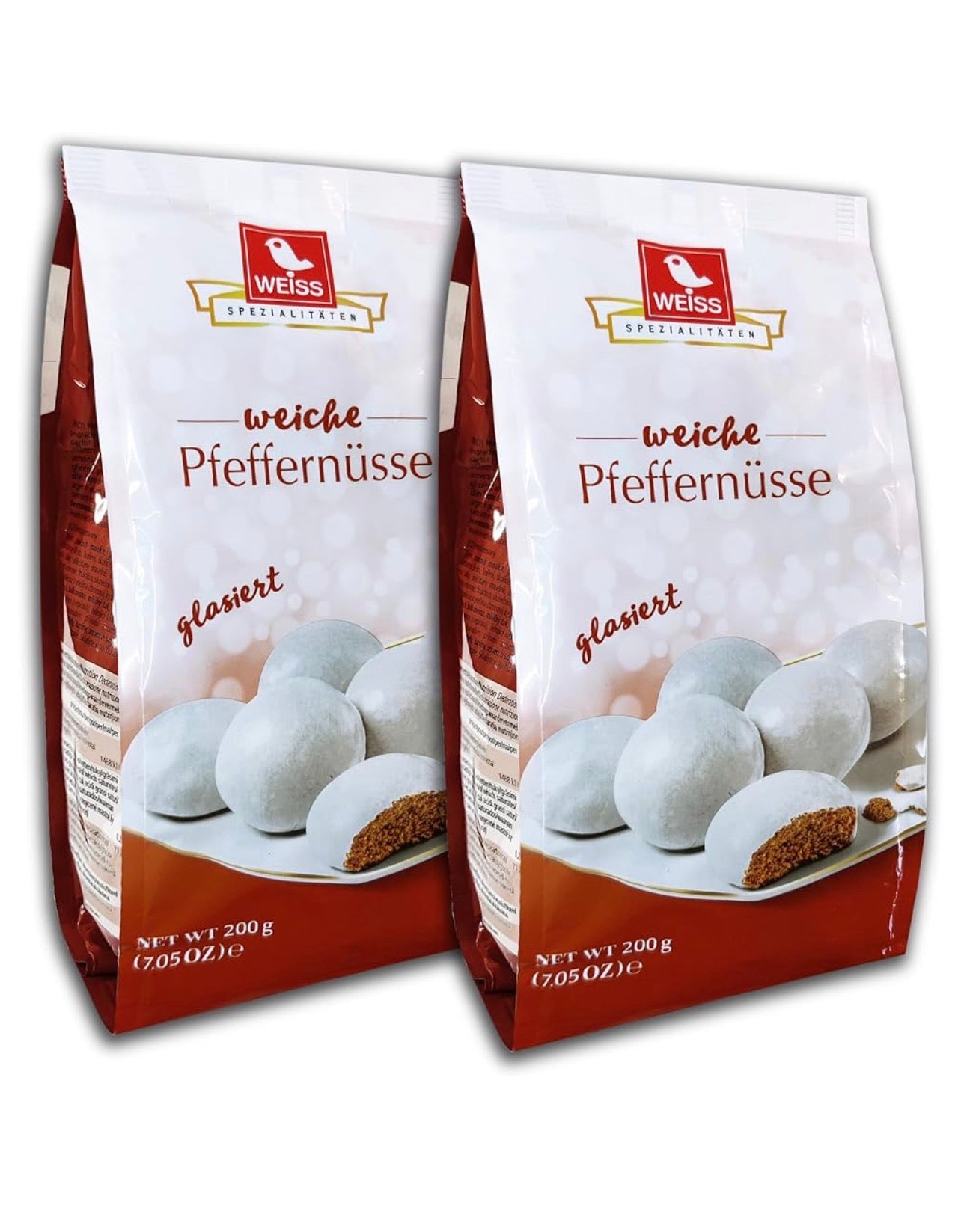 2x Weiss Weiche Pfeffernüsse mit Schokoladenboden 200g