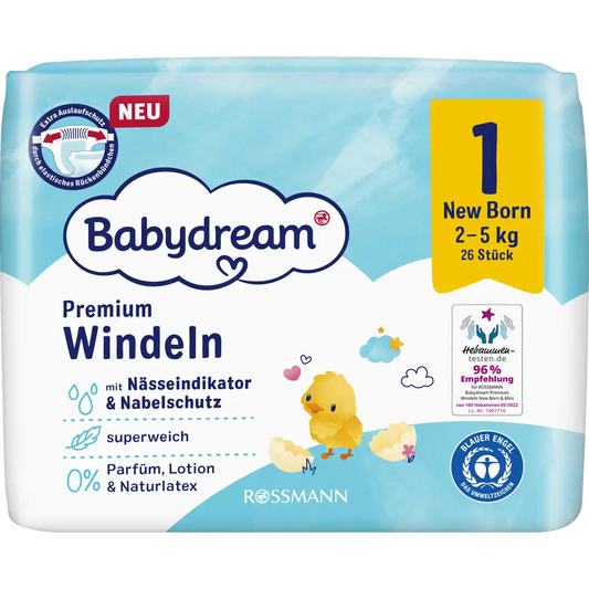 Babydream Premium Windeln Gr. 1 Newborn, 26 Stück, 2-5 Kg