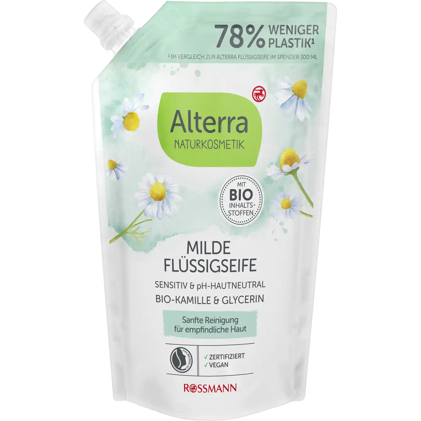 Alterra NATURKOSMETIK Milde Flüssigseife Bio-Kamille Nachfüllbeutel 500ml